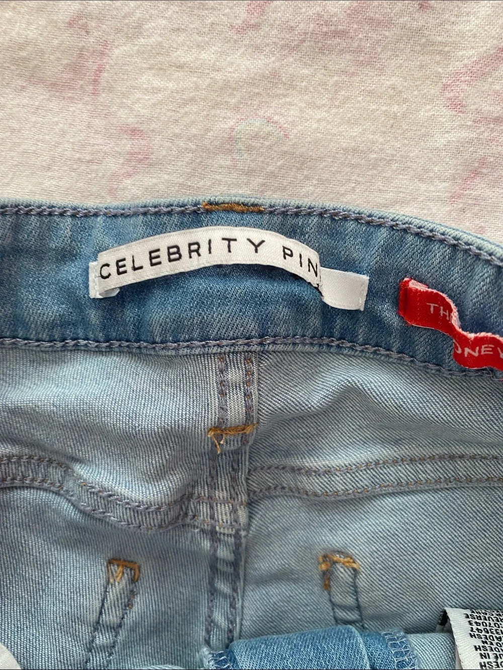 DKNY Girls' Dark and Light Blue Denim Shorts with Gold Studs